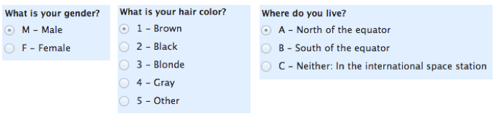 Examples of Nominal Scales